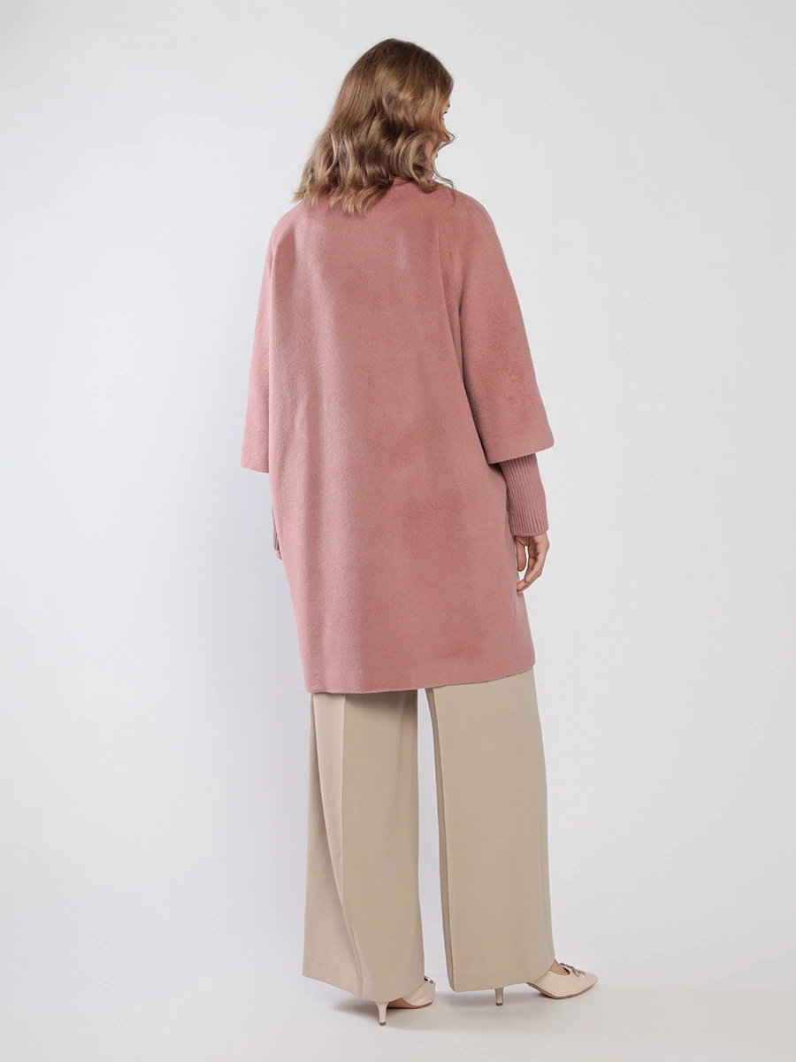 Пальто прямого кроя из смесовой шерсти розового цвета